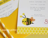 Bee Bumble Bee Party Invitation for birthday or baby shower, Invite or Thank You Card Printable PDF