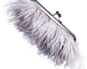 Dove Grey Ostrich Feather Clutch -as seen in BRIDES magazine