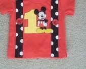 Boys Mouse Birthday Shirt in Red