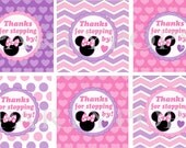 Digital Minnie Mouse Bow-tique Party Thank You  Favor Tag 2" circles Minnie Mouse Birthday Party Decoration,  PDF Printable INSTANT DOWNLOAD