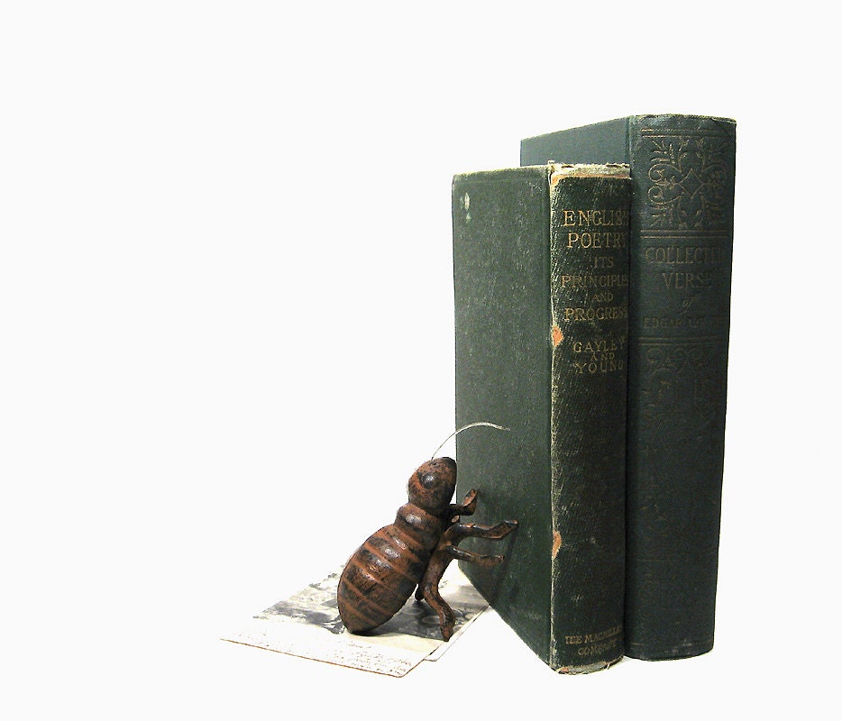 Metal Bug Bookend Vintage Garden Ant Insect Figurine