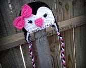 Baby Girl Penguin Hat, Crochet Baby Hats, Baby Girl, Baby Girl Hats, MADE TO ORDER