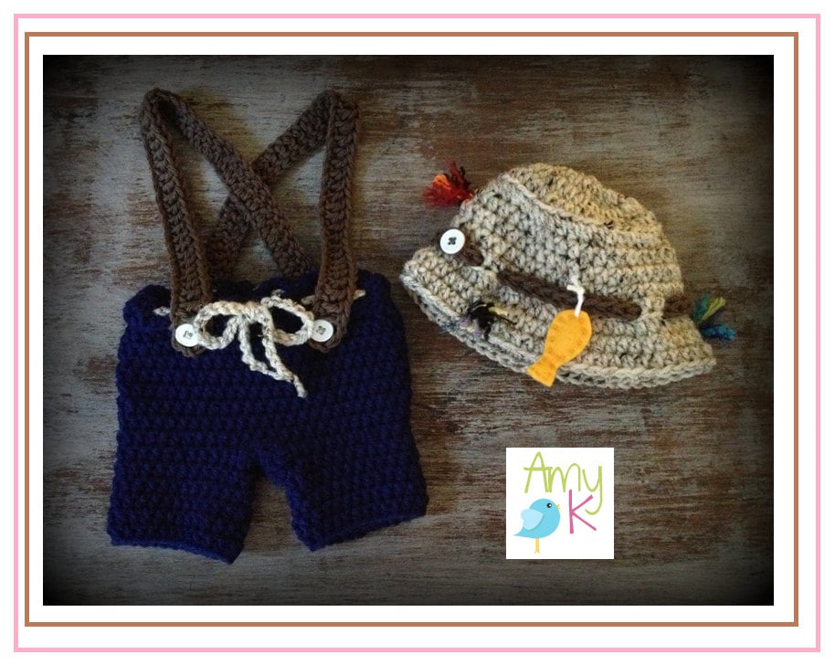 Baby Boy Fishing Set Crochet Fishing Hat Baby Boy Hats by ...