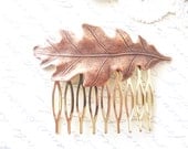 Large Golden Copper Leaf Hair Comb - Woodland Collection - Whimsical - Nature - Bridal
