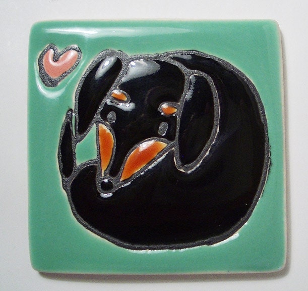 2.5 No.8  Dachshund  Two Tone Porcelain Tile