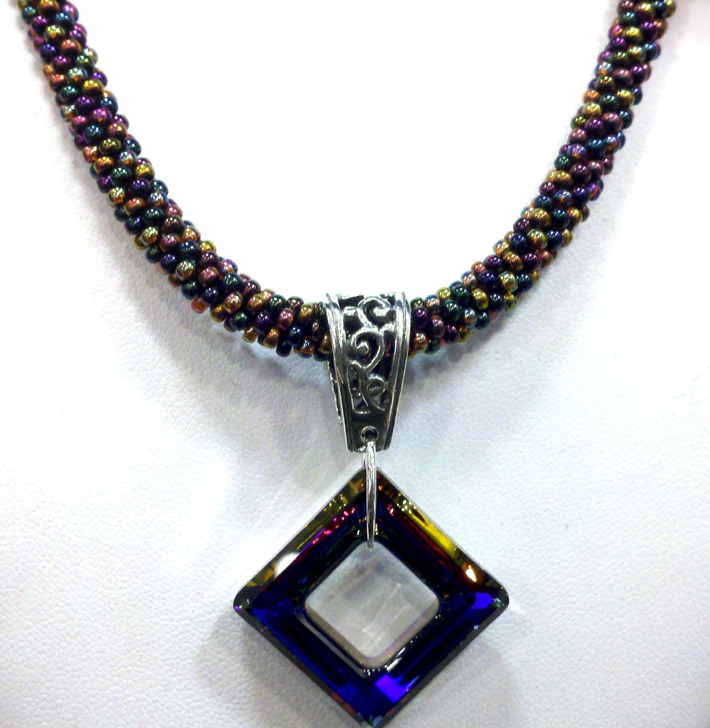 Kumihimo Necklace with Swarovski Element