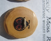 6 Red Ladybug Buttons- Cedar Buttons- Reclaimed Western Red Cedar Wood- Handmade Wooden Buttons