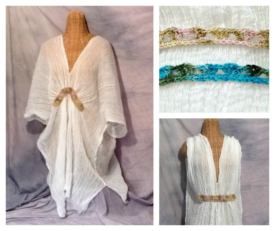 Athena Caftan Lounger Beach Spa Cover Up White One Size Cotton Boho Hippie Grecian