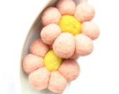 Apricot felted wool flowers
