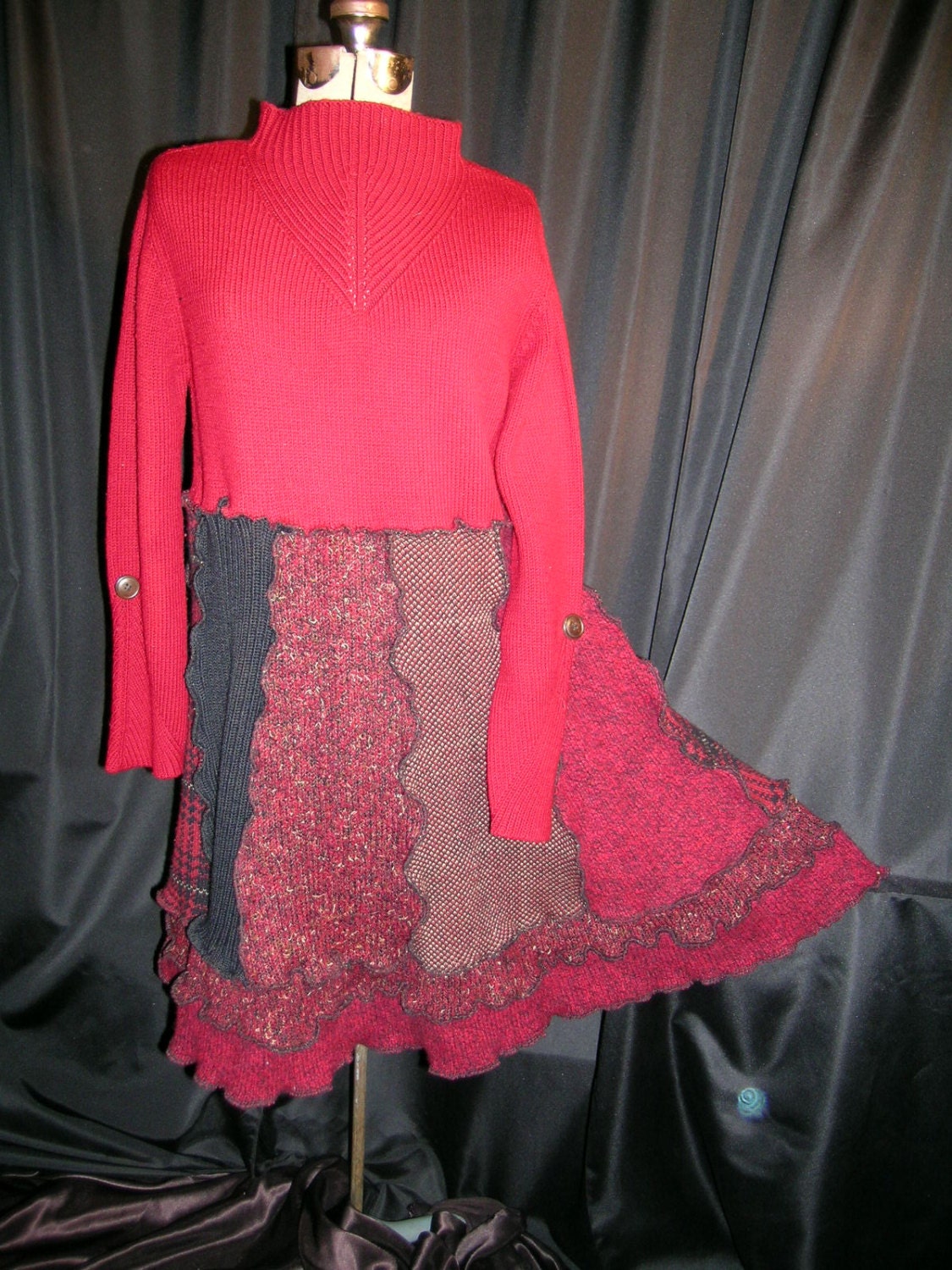 Lady in Red Reconstructed sweater Dress