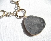 Large Russian amethyst druzy -druzy necklace - purple necklace - gold necklace - D R U Z Y