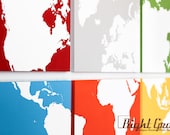 Large Colorful World Map Multi Colored Wall Art - Customizable Screenprint