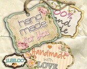Instant Download - Digital collage sheet  I LOVE HANDMADE jpg png printable labels hang tags greeting cards jewerly cards / tl143