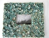 Beach Decor Seashell Wall Frame - Nautical Shell Picture Frame of Aqua Limpets, LG Wall Frame