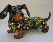 Mosaic Dachshund Dog Sculpture "Miss Daisy"