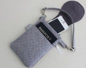 Passport Size Cell Phone Wallet - Wristlet - Bag - Camera Bag - Gray and White Box-Dots