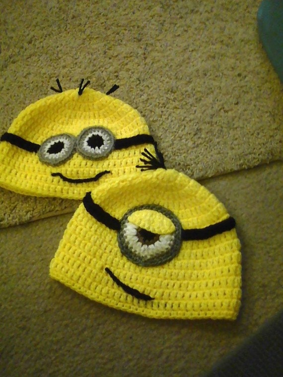 Despicable Me Minion Beanie or Earflap Hat with Ties made to order