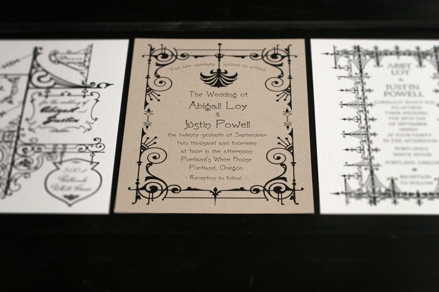 Ballrooms of Mars -  Art Deco Wedding Invitation Sample