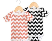 Funny Baby Onesie Boy or Girl 0/3M-18M Embroidered Chevron Onesie Baby Shower Gift 2 Colors Any Saying