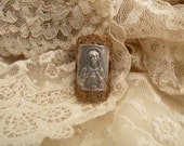 CHRIST vintage assemblage ring religious collage rustic unique jewelry of faith shabby chic