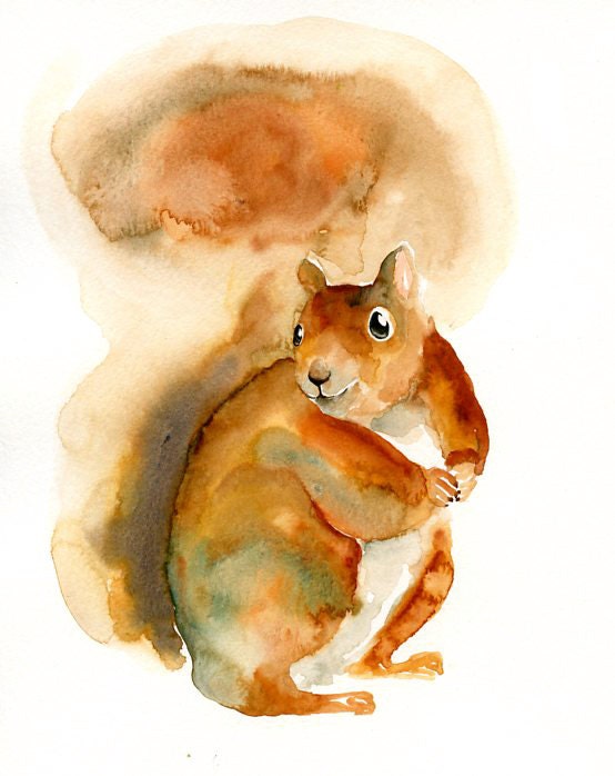 SQUIRREL Original watercolor painting 8X10inch