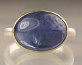 Natural Tanzanite Ring , 18k Yellow Gold and Sterling Silver, Gemstone Cocktail Ring