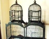 Vintage Victorian Birdcage Shabby Chic Distressed Chippy Paint Architectural Details Wood Wire Metal