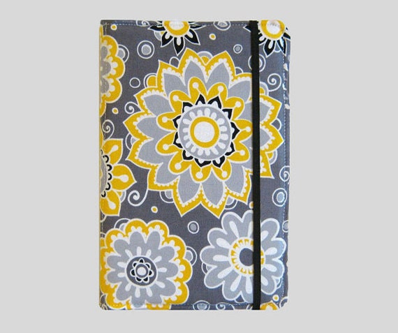 Kindle Cover Hardcover Kindle Case Nook Cover Nexus 7 Cover Nexus 7 Case Custom eReader Cover Yellow and Grey