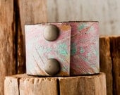 Pastel Leather Cuffs, Bracelets, Wristbands, Vintage Accessories, Handmade Fashion, OOAK