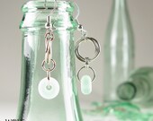 Recycled Glass Bottle Faux Seaglass Etched Bead Boho Floret Drop Chandelier Earrings