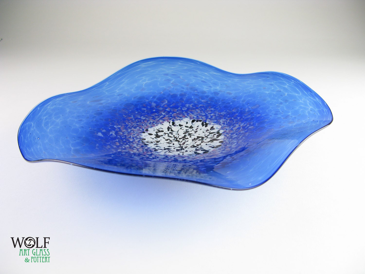 Blown Glass Wall Art Sapphire Blue Poppy Flower by wolfartglass