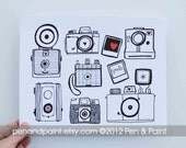 Vintage Camera Art Print, 8x10, Cameras, Photography, I love photography, Nikon, Polaroid, Canon, Diana
