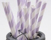 40 Lilac Stripe Paper Straws in Clear Box - Perfect for Parties - Favors--Free Editable DIY Tags PDF