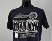 Vintage UCONN TShirt Connecticut CT Huskies Basketball  BBall Tee Navy Blue  Large XL