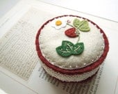 Wild Strawberry Botanical Embroidered Wool Felt Pincushion