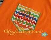 5 Monogrammed Ready to Sew on Pockets for tshirt