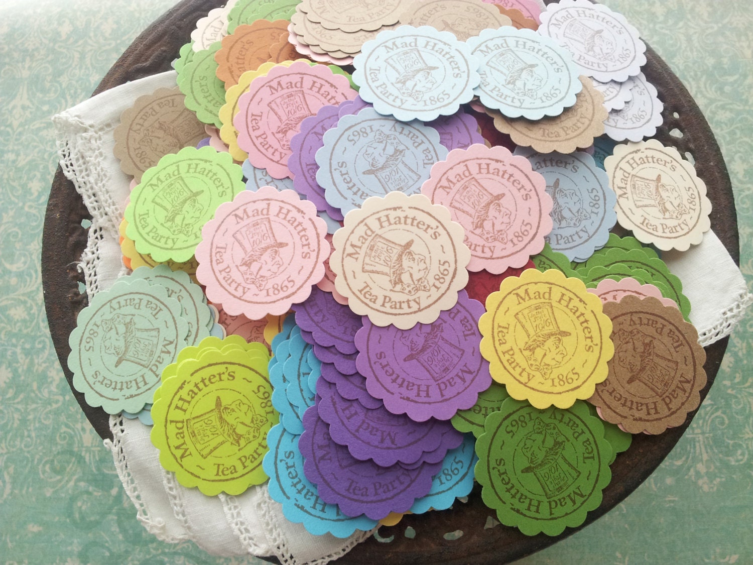 Alice in Wonderland Mad Hatter Tea Party Paper Circles Set of 100