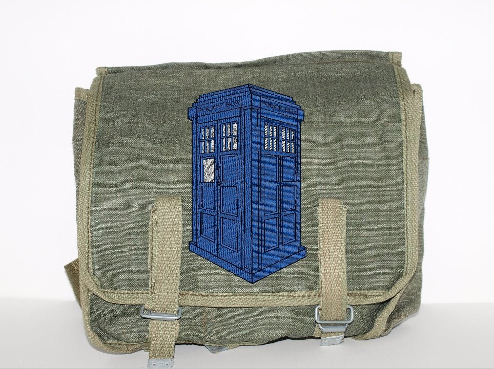 Canvas Rucksack - Police Box - Custom Embroidered Design