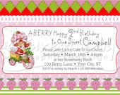 Custom Vintage Strawberry Shortcake Inspired Birthday Invitation With or Without Photo