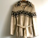 Mohair Icelandic Cardigan Zip-up Sweater/Coat // Vintage