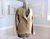 80s Khaki Jacket // Asymmetrical // Size 8