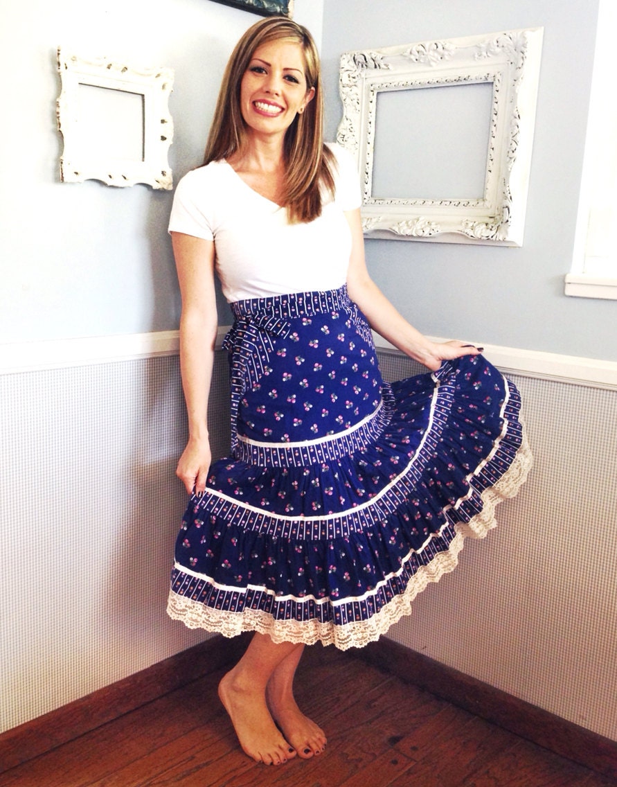 Vintage Prairie Skirt // 70s Size 11
