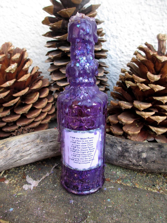 Rita's Violet Flame Hoodoo Altar Shrine Witch Bottle - Heal Karmic Debt, Transform - Hoodoo, Pagan, Witchcraft