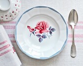 french vintage bowls with rose pattern - set of 4