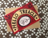 Hello Treacle Linocut Card / Notelet