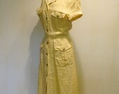 ON SALE Vintage Brooks Brothers Yellow Linen Shirtwaist Dress