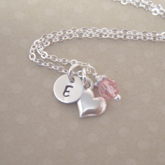 Tiny heart and initial necklace Little girl's initial necklace