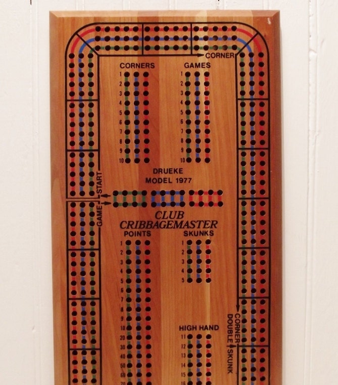 Vintage Cribbage Game Wood Board and Original Box