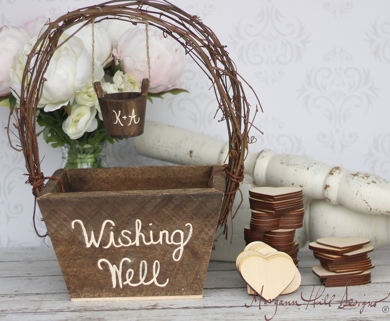 Wedding Guest Book Alternative Rustic Wedding Personalized Wishing Well (Item Number 140001)