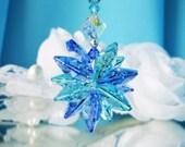 Crystal Rear View Mirror Car Suncatcher Swarovski Sapphire and Turquoise Blue Crystal Car Charm Accessory